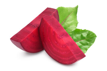 beetroot slices isolated on white background with clipping path and full depth of field