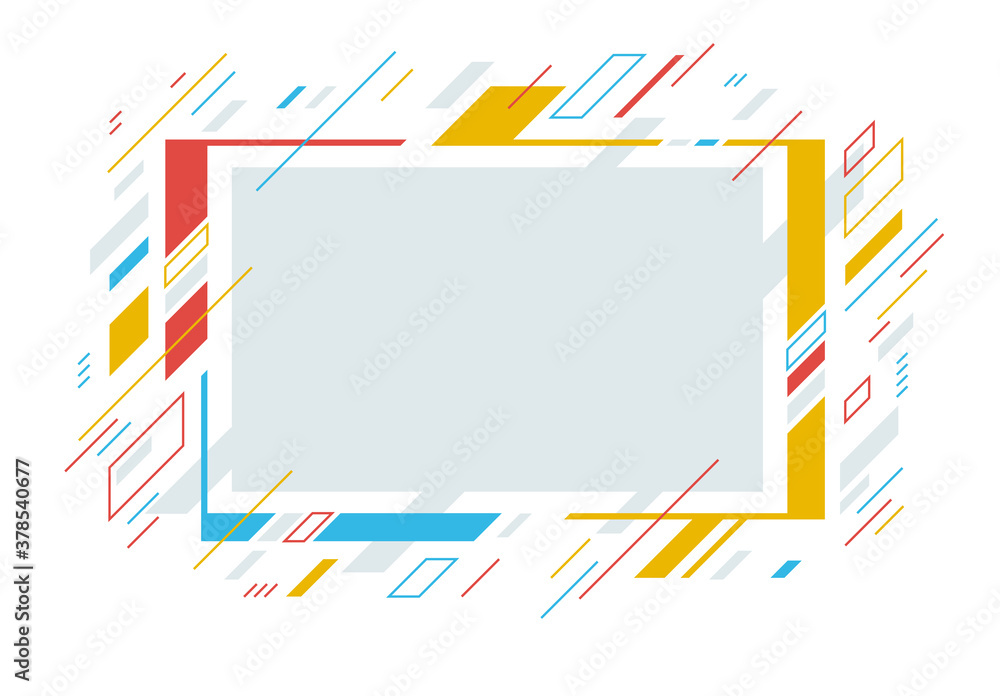 Poster artistic colorful frame with different elements isolated over white, vector abstract background art 
