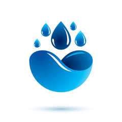 Sea wave splash vector symbol. Pure water as most important resource for human activity theme.