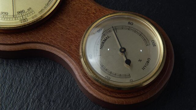 Humidity meter macro detail with zoom. 4K ProRes 422