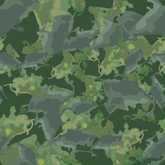 Forest camouflage of various shades of green and blue colors