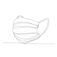 vector, isolated, continuous line drawing medical mask