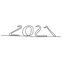 continuous line drawing new year 2021