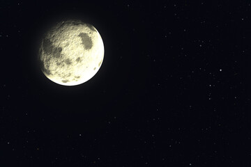 Fototapeta na wymiar render full and phases moon with black background