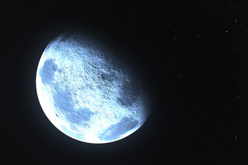 render full and phases moon with black background