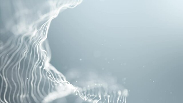 Clean white distorted particle lines abstract background. Distorted particle lines float around for the theme of the presentation.