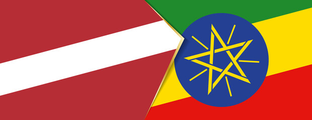 Latvia and Ethiopia flags, two vector flags.