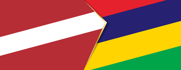 Latvia and Mauritius flags, two vector flags.