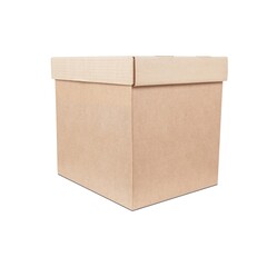 Realistic blank cardboard packaging box  mock up on white background,  3d illustration