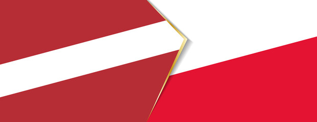 Latvia and Poland flags, two vector flags.