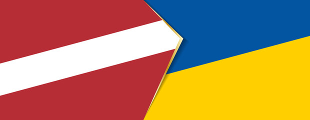 Latvia and Ukraine flags, two vector flags.