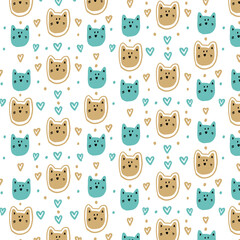 Funny Cats Cute Childish Vector Pattern