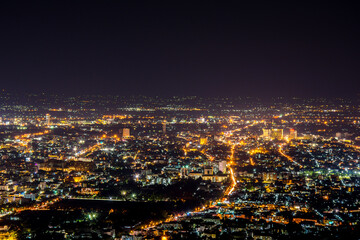 Obraz premium Night cityscape, Doi suthep Chiang mai Thailand