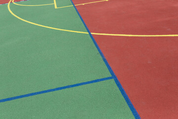 Obraz premium Artificial rubber-polymer coating of a modern multifunctional sports ground.