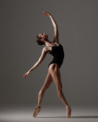 Young beautiful ballet dancer is posing in studio - 378547670