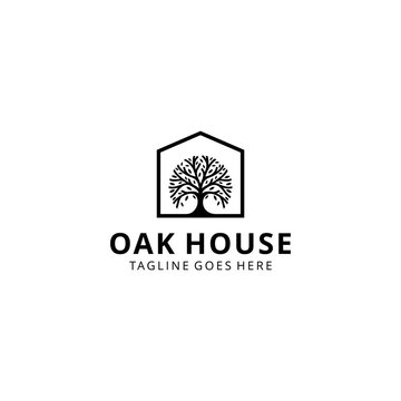 Illustration luxury Oak tree logo design vintage vector template