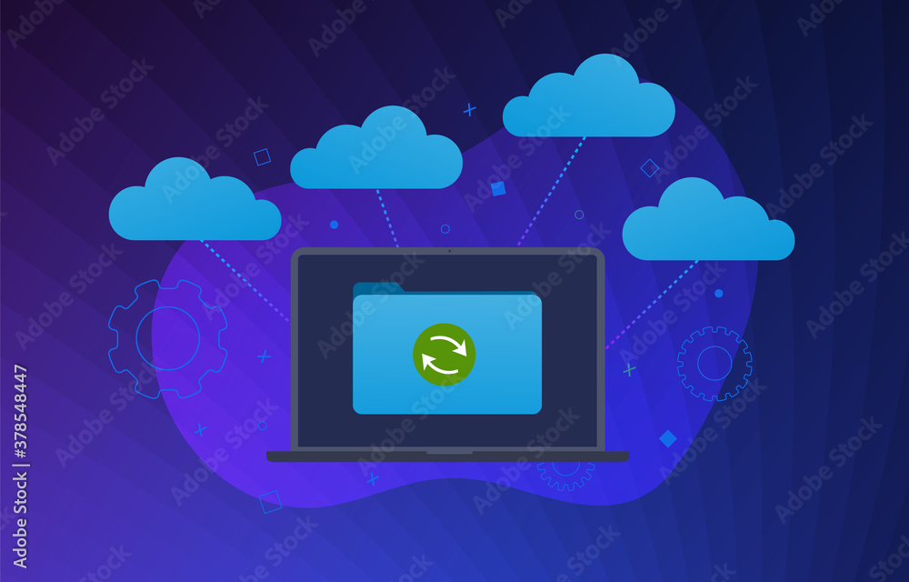  multi cloud technology flat vector modern illustration. cloud computing storage network connected an