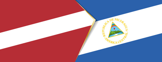 Latvia and Nicaragua flags, two vector flags.