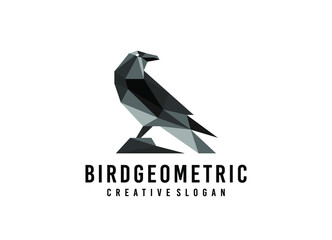 Geometric Black Bird Creative Logo Template