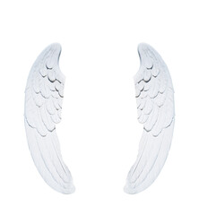 Angels wings isolated on white background. Fragment of ancient statue.