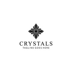 Creative luxury abstract geometric crystal jewelry logo design template
