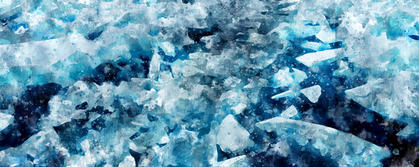 Abstract blue watercolor background. Ocean ice. For flyers, backgrounds, banners, posters, designs. Texture