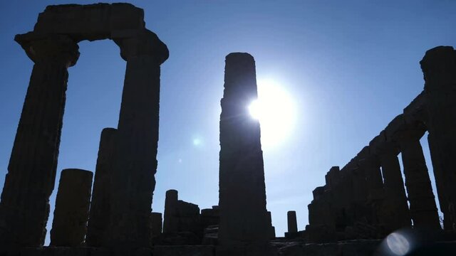 beautiful view of the ruins of the valley of the temples, Agrigento, Sicily