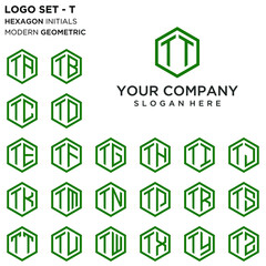 Obraz premium Hexagon initial T and A-Z logo set vector