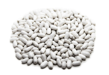 Natural white beans on white background
