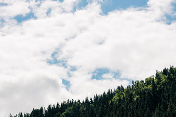 View of the mountain forest and a sky