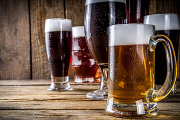 Set of various beer glasses
