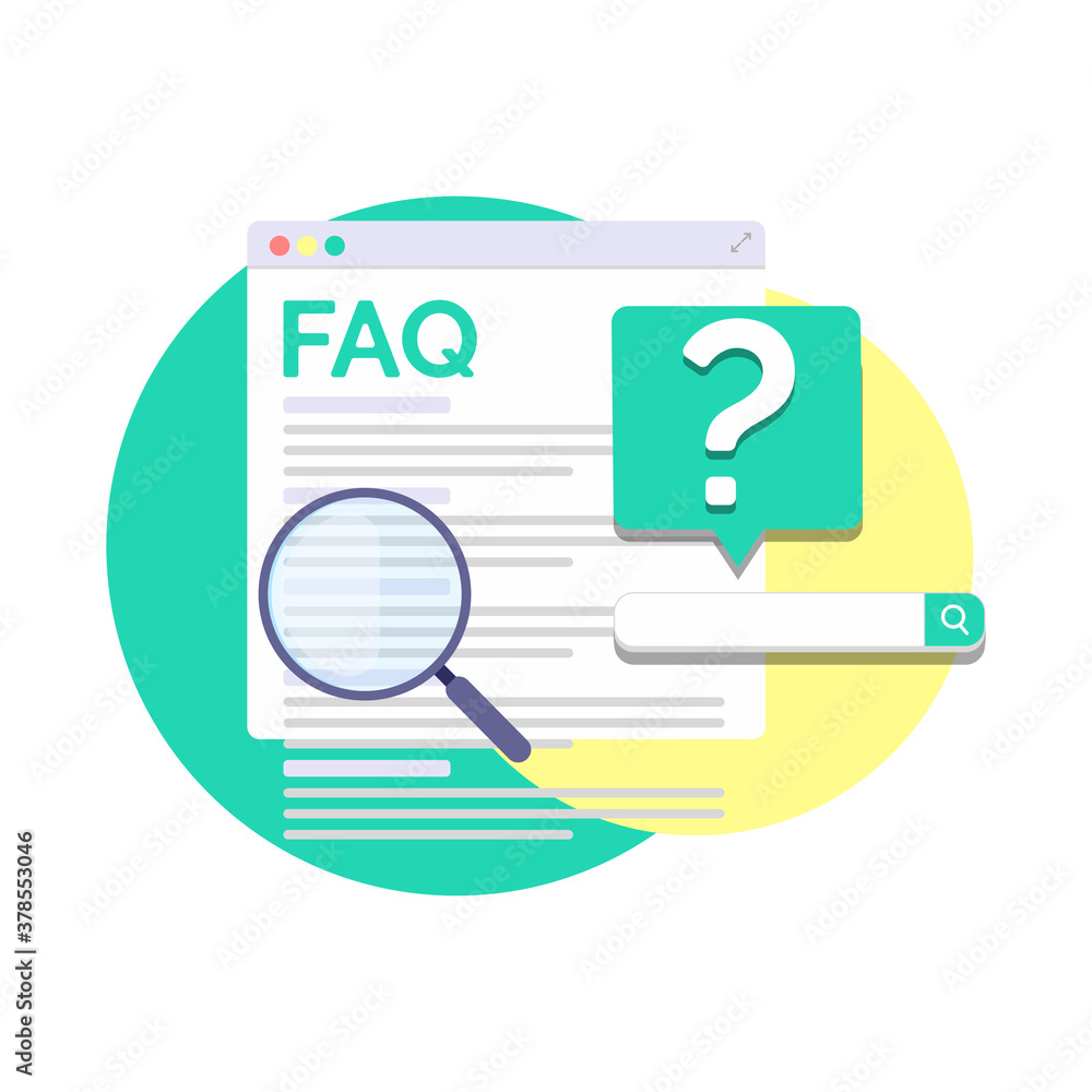 Poster interface of page for asking question, faq concept illustration flat design vector, simple and moder