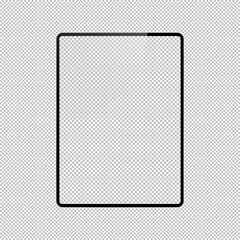 Vertical black pad concept with empty screen for presentation, print and web. Vector quality illustration.
