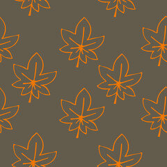Autumn leaves pattern. Decorative leaves in vibrant seasonal colors. Seamless picture. Vector illustration.