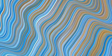 Light Blue, Yellow vector backdrop with curves. Gradient illustration in simple style with bows. Pattern for commercials, ads.