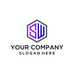 Hexagon SW letter logo