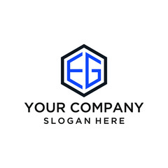 Fototapeta premium Hexagon EG letter logo