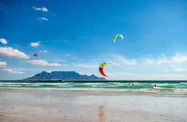 kite surfing on the sea