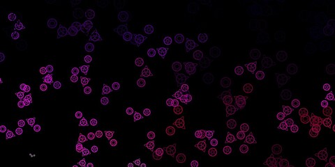 Dark Purple, Pink vector background with occult symbols.