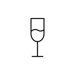 Glass with wine outline vector icon. Thin line wineglass, flat vector simple element illustration for celebration holiday , new year on white background