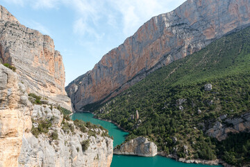 Fototapeta na wymiar View of the Congost de Mont-rebei gorge in Catalonia, Spain in summer 2020