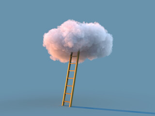 Fototapeta ladder to the white cloud obraz