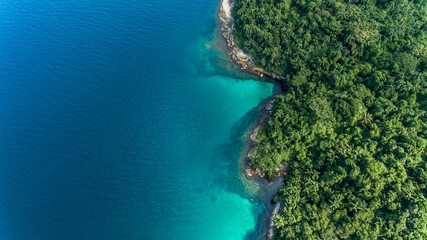 Fototapeta aerial view of a caribbean island obraz