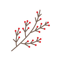 Christmas Branch with berry vector icon. Xmas, new year holiday celebration symbol. Isolated illustration on white background.
