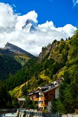 Fototapeta na wymiar Zermatt village including Matterhorn mountain in Switzerland beautiful including clouds