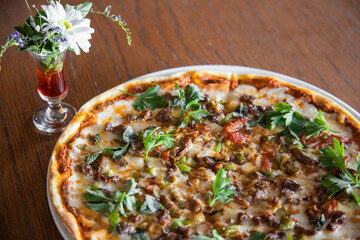 Delicious and freshly baked italian pizza