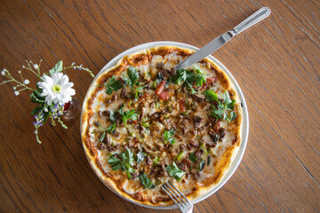 Delicious and freshly baked italian pizza