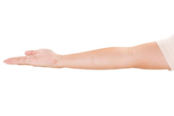Fototapeta premium Male asian hand gestures isolated over the white background. Touching Pose.