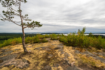Fototapeta na wymiar View of the mount Hiidenvuori in Karelia