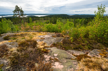 Naklejka na ściany i meble View from the mount Hiidenvuori in Karelia